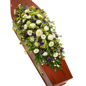 Purple White Casket Spray