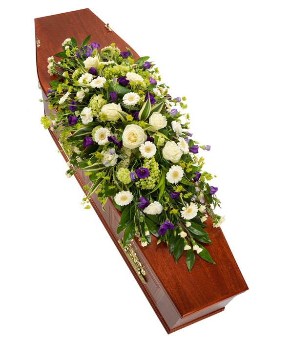 Purple White Casket Spray