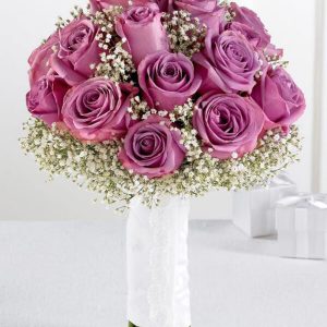 Lavender Rose & Gypsophila Bridal Bouquet