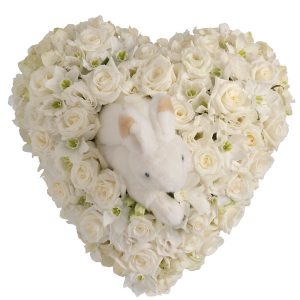 White Rose Heart & Rabbit