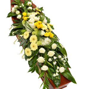 Yellow White Casket Spray
